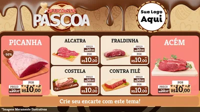 Modelo de TV para TV Horizontal com o tema Ofertas de Páscoa para Açougue