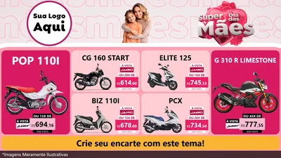 Modelo de TV para TV Horizontal com o tema Super Dia Das Mães para Concessionaria de Motos