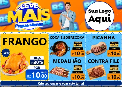 Modelo de Encarte para Encarte A4 Horizontal com o tema Leve Mais, Pague Menos para Assados