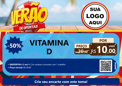 Modelo de Cartaz para Cartaz A4 Horizontal com o tema Verão de Ofertas para Farmácia