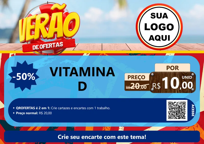 Modelo de Cartaz para Cartaz A4 Horizontal com o tema Verão de Ofertas para Farmácia