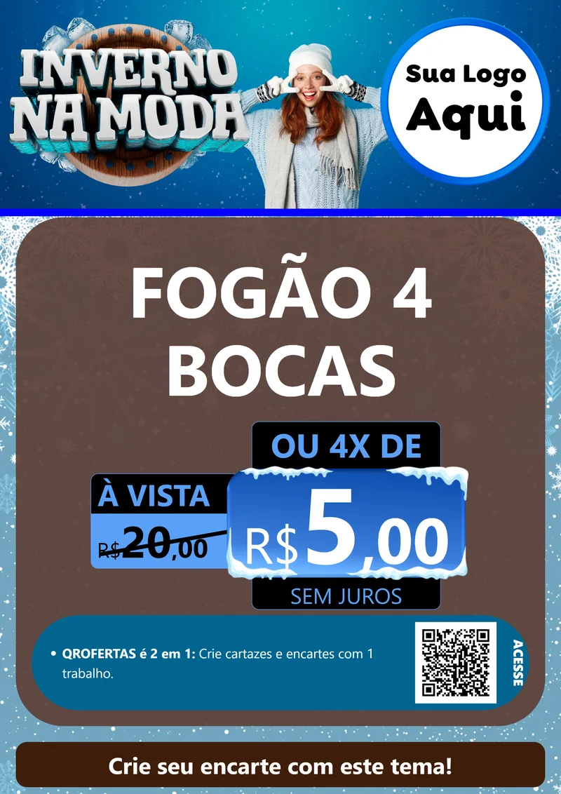 Modelo de Cartaz para Cartaz A4 Vertical com o tema Inverno na Moda para Móveis e Eletro