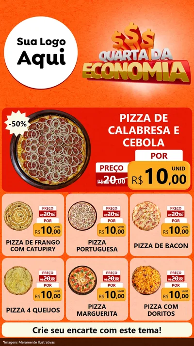 Modelo de Rede Social para Stories com o tema Quarta da Economia para Pizzaria