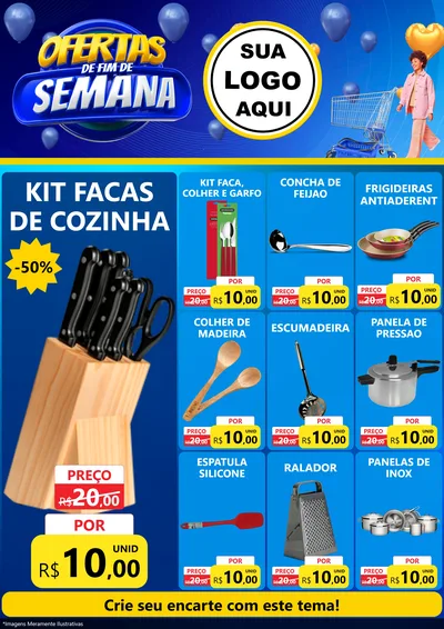 Modelo de Encarte para Encarte A4 Vertical com o tema Ofertas de Fim de Semana para Utilidades Domésticas