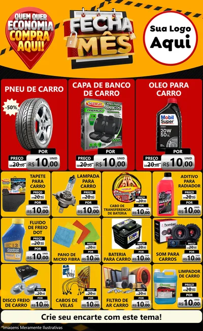 Modelo de Encarte para Encarte Grande com o tema Fecha Mês para Auto peças