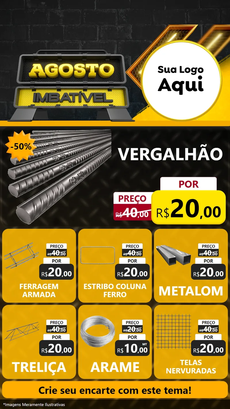 Modelo de Rede Social para Stories com o tema Agosto Imbatível para Ferragens