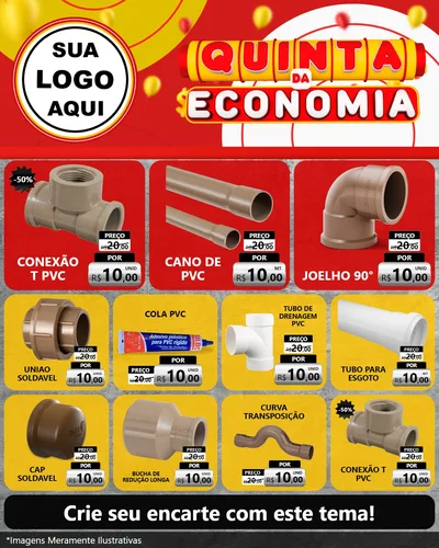 Modelo de Rede Social para Feed Instagram com o tema Quinta da Economia para Tubos e conexões