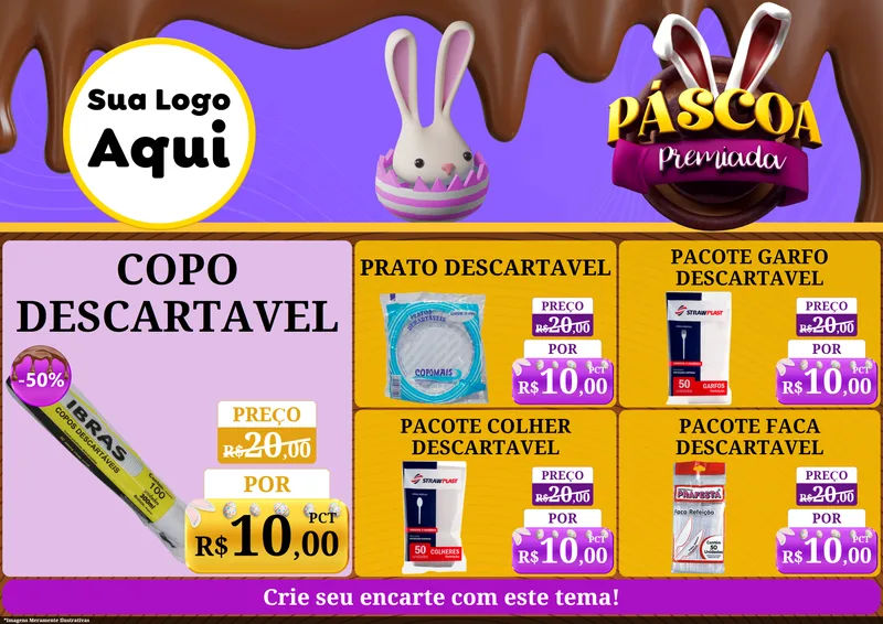 Modelo de Encarte para Encarte A4 Horizontal com o tema Páscoa Premiada para Embalagens