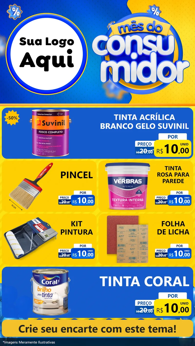 Modelo de TV para TV Vertical com o tema Mês do Consumidor para Tintas e Ferramentas