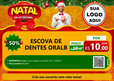 Modelo de Cartaz para Cartaz A4 Horizontal com o tema Natal da Economia para Higiene Pessoal