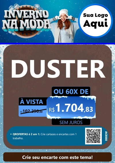 Modelo de Cartaz para Cartaz A4 Vertical com o tema Inverno na Moda para Concessionaria de Carros
