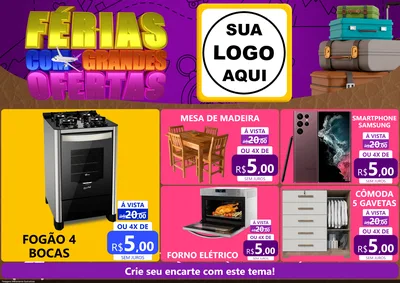 Modelo de Encarte para Encarte A4 Horizontal com o tema Férias com Grandes Ofertas para Móveis e Eletro