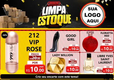 Modelo de Encarte para Encarte A4 Horizontal com o tema Operação Limpa Estoque para Perfumes