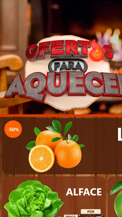Modelo de TV para TV Vertical com o tema Ofertas Para Aquecer para Hortifrúti