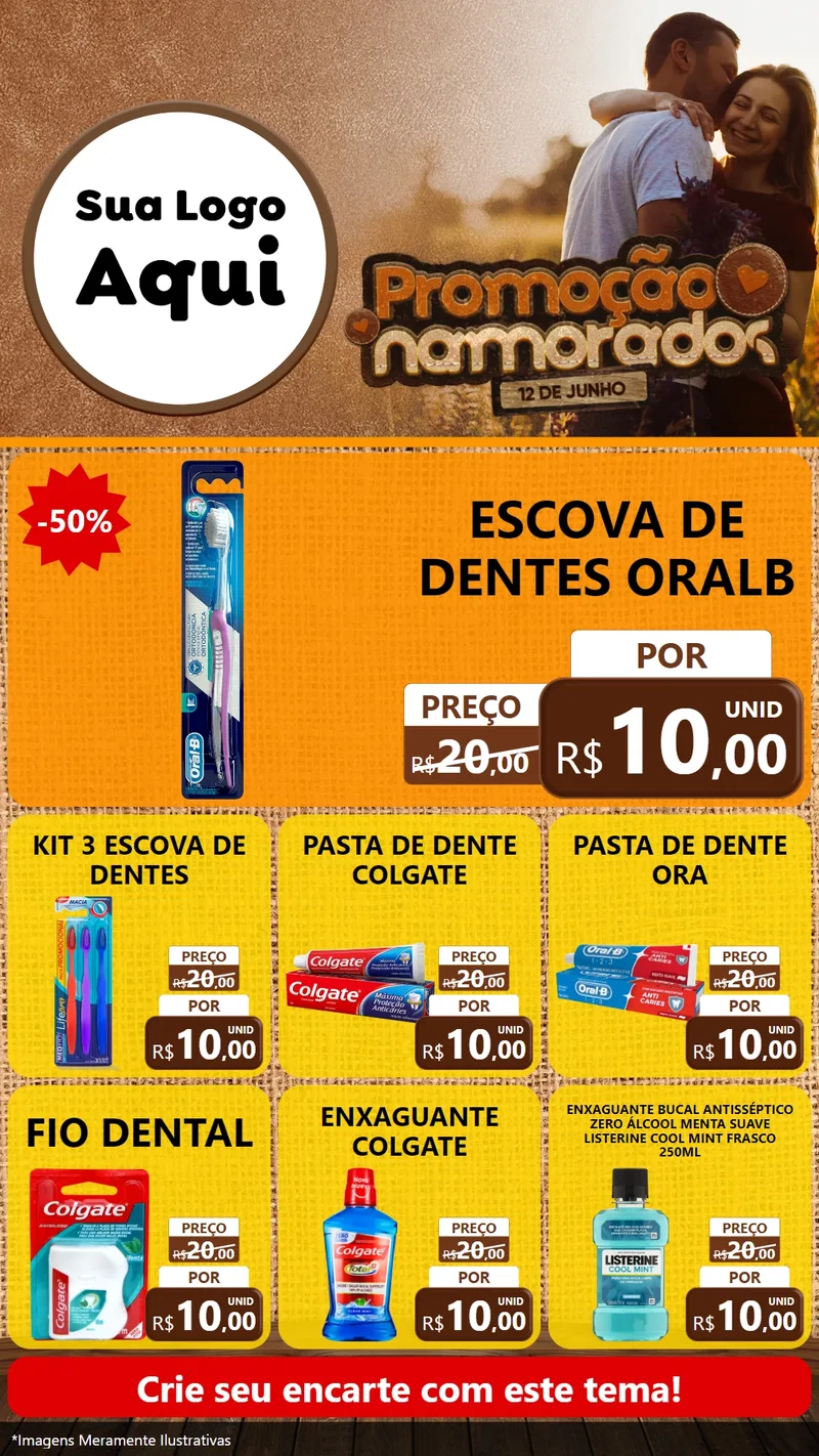 Modelo de Rede Social para Stories com o tema Promoção Namorados para Higiene Pessoal
