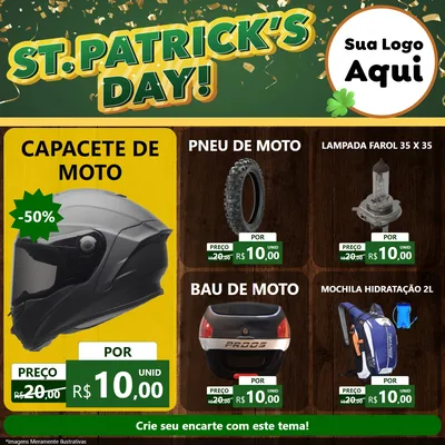 Modelo de Rede Social para Feed Facebook com o tema St Patriks Day para Moto peças