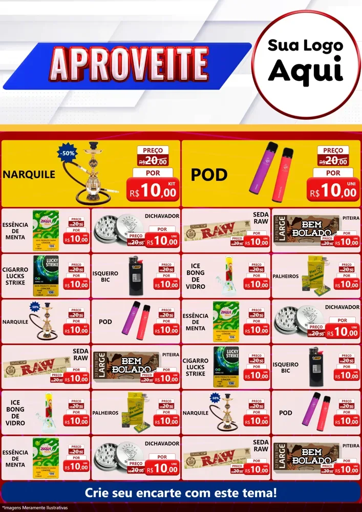 Modelo de Encarte para Encarte A4 Vertical com o tema Aproveite para Tabacaria