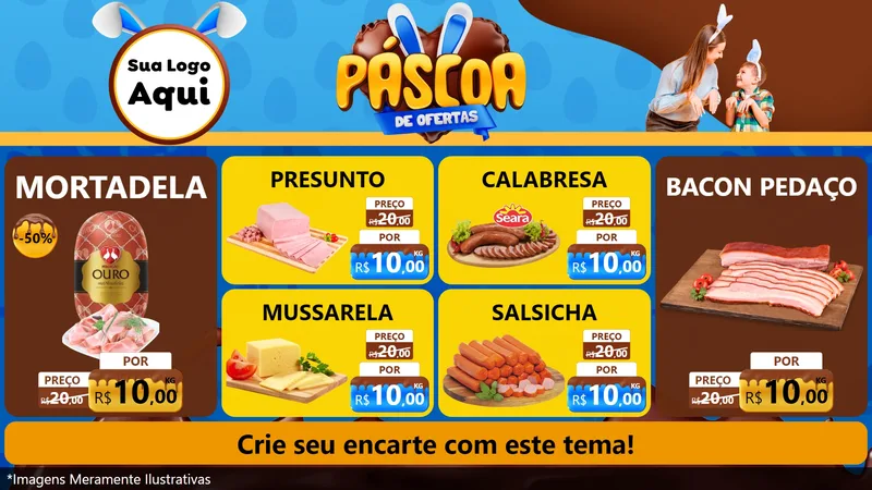 Modelo de TV para TV Horizontal com o tema Páscoa de Ofertas para Frios e Laticínios