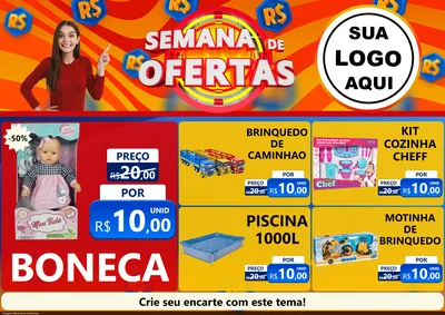 Modelo de Encarte para Encarte A4 Horizontal com o tema Semana de Ofertas para Brinquedos