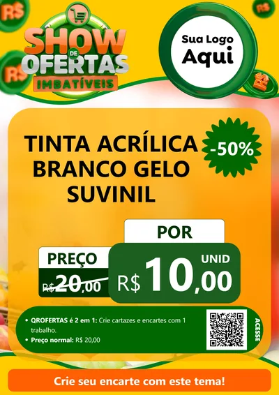 Modelo de Cartaz para Cartaz A4 Vertical com o tema Show de Ofertas Imbatíveis para Tintas e Ferramentas