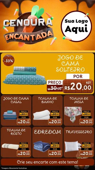Modelo de Rede Social para Stories com o tema Cenoura Encantada - Páscoa para Cama, Mesa e Banho