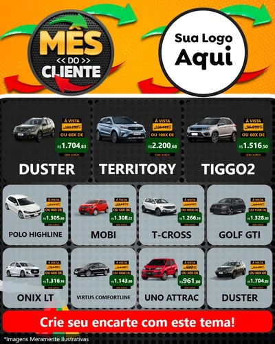 Modelo de Rede Social para Feed Instagram com o tema Mês do Cliente para Concessionaria de Carros