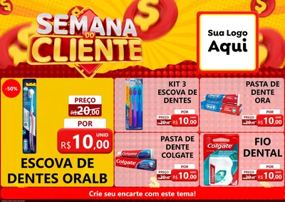 Modelo de Encarte para Encarte A4 Horizontal com o tema Semana do Cliente para Higiene Pessoal