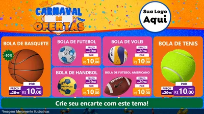 Modelo de TV para TV Horizontal com o tema Carnaval de Ofertas para Artigos Esportivos