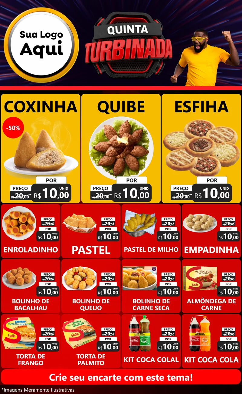 Modelo de Encarte para Encarte Grande com o tema Quinta Turbinada para Salgadaria