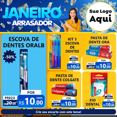 Modelo de Rede Social para Feed Facebook com o tema Janeiro Arrasador para Higiene Pessoal