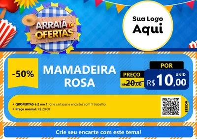 Modelo de Cartaz para Cartaz A4 Horizontal com o tema Arraiá de Ofertas para Bebês