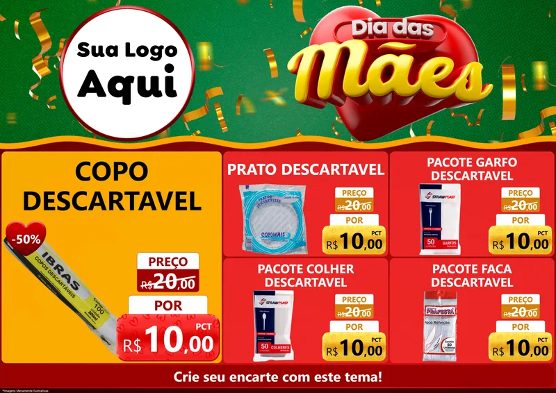 Modelo de Encarte para Encarte A4 Horizontal com o tema Dia das Mães para Embalagens
