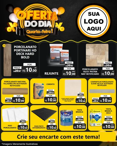 Modelo de Rede Social para Feed Instagram com o tema Oferta do Dia - Quarta Feira! para Pisos e revestimentos