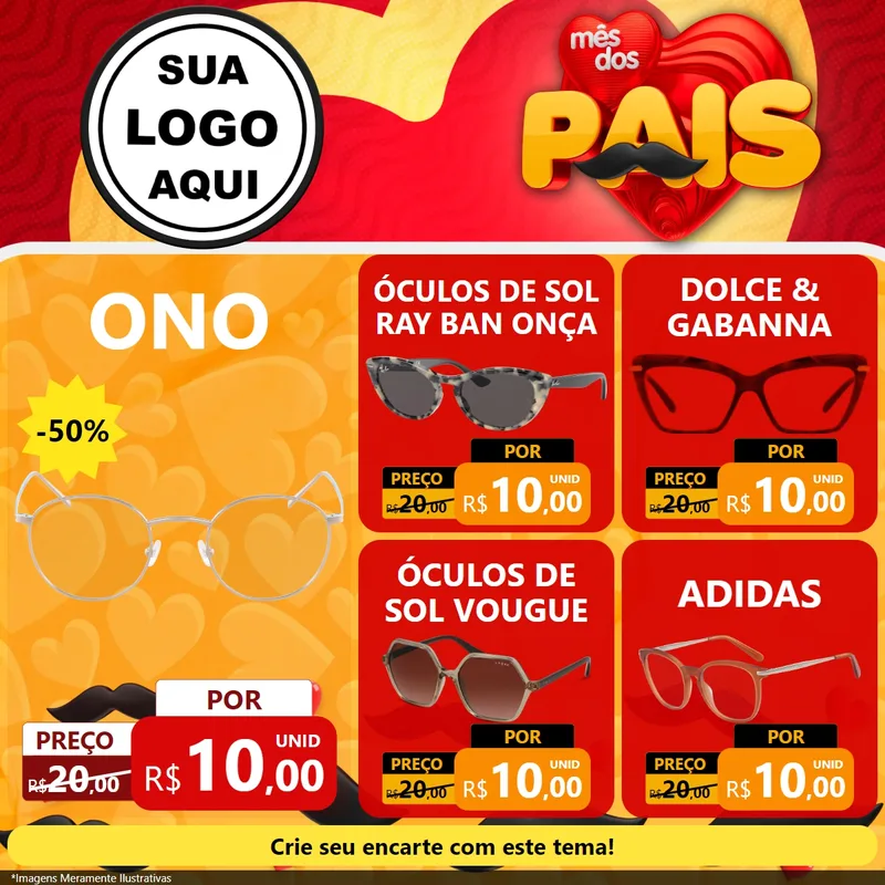 Modelo de Rede Social para Feed Facebook com o tema Mês Dos Pais para Óticas