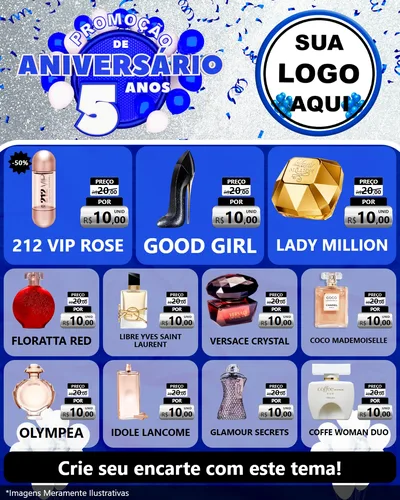 Modelo de Rede Social para Feed Instagram com o tema Promoção de Aniversário - 5 Anos para Perfumes
