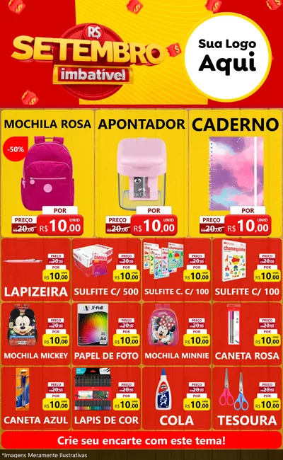 Modelo de Encarte para Encarte Grande com o tema Setembro Imbatível para Papelaria