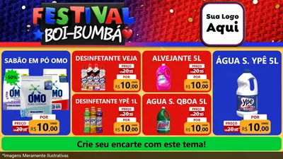Modelo de TV para TV Horizontal com o tema Festival Boi-Bumbá para Produtos de Limpeza
