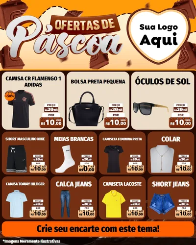 Modelo de Rede Social para Feed Instagram com o tema Ofertas de Páscoa para Roupas e acessórios