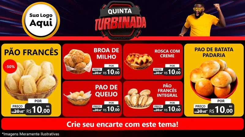 Modelo de TV para TV Horizontal com o tema Quinta Turbinada para Padaria
