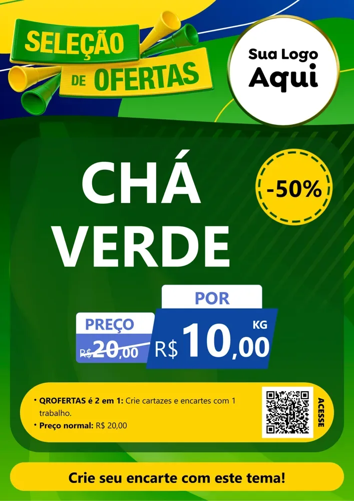 Modelo de Cartaz para Cartaz A4 Vertical com o tema Seleção de Ofertas - Copa para Produtos Naturais