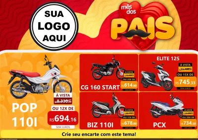 Modelo de Encarte para Encarte A4 Horizontal com o tema Mês Dos Pais para Concessionaria de Motos