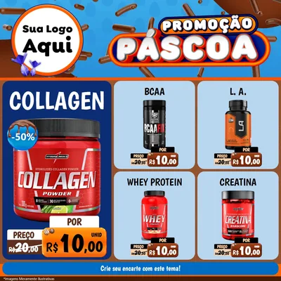 Modelo de Rede Social para Feed Facebook com o tema Promoção Páscoa para Suplementos alimentares