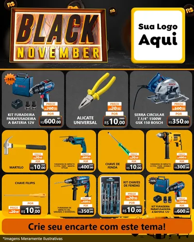 Modelo de Rede Social para Feed Instagram com o tema Black November para Maquinas e Ferramentas
