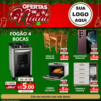 Modelo de Rede Social para Feed Facebook com o tema Ofertas de Natal para Móveis e Eletro