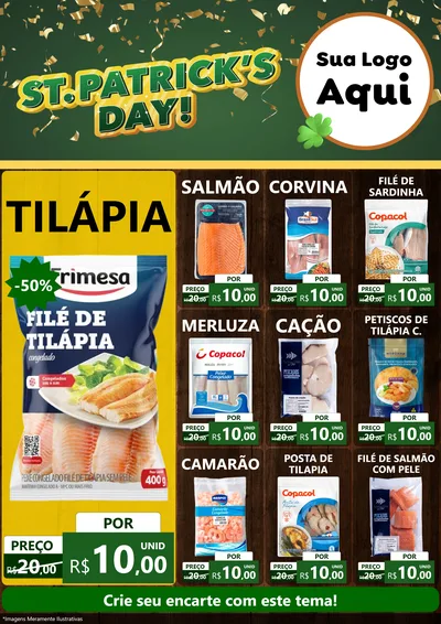 Modelo de Encarte para Encarte A4 Vertical com o tema St Patriks Day para Peixaria