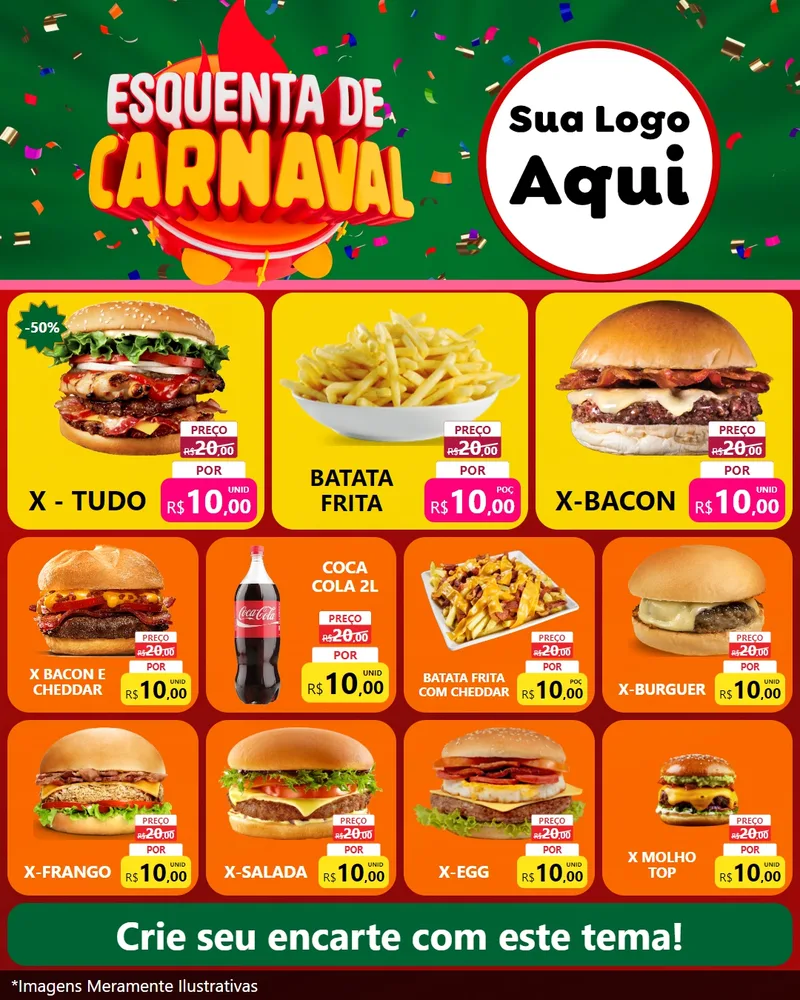Modelo de Rede Social para Feed Instagram com o tema Esquenta de Carnaval para Hamburgueria