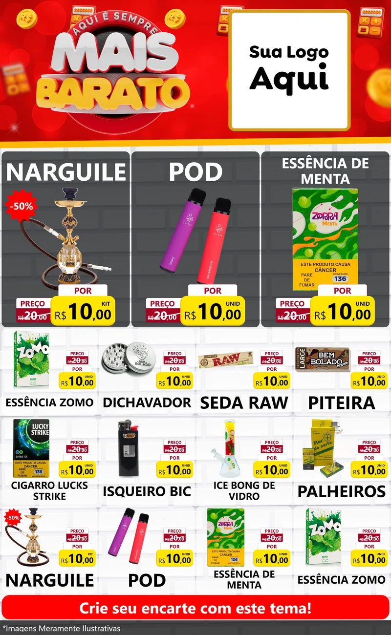 Modelo de Encarte para Encarte Grande com o tema Mais Barato para Tabacaria