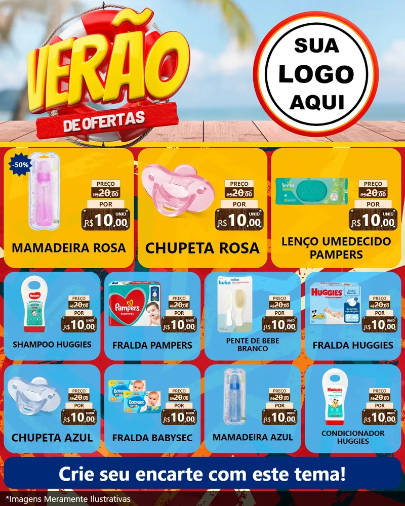 Modelo de Rede Social para Feed Instagram com o tema Verão de Ofertas para Bebês