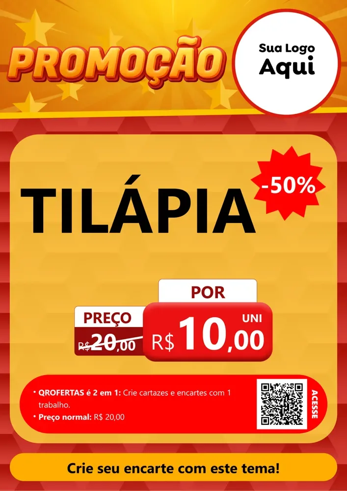 Modelo de Cartaz para Cartaz A4 Vertical com o tema Promoção para Peixaria