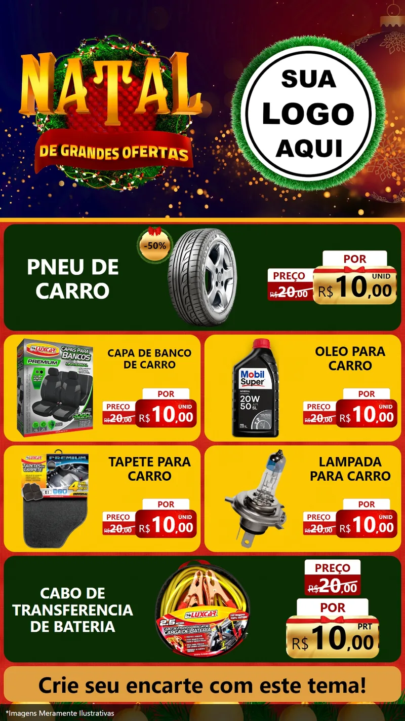 Modelo de TV para TV Vertical com o tema Natal de Grandes Ofertas para Auto peças